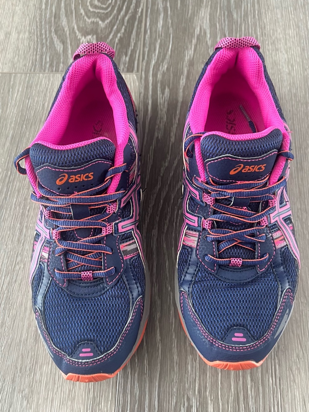 ASICS Navy and Hot Pink Women's Running Sneakers